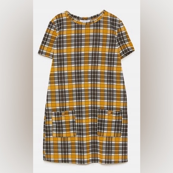 Zara Trafaluc Yellow & Black Plaid Mini Dress 💕 - Picture 4 of 8